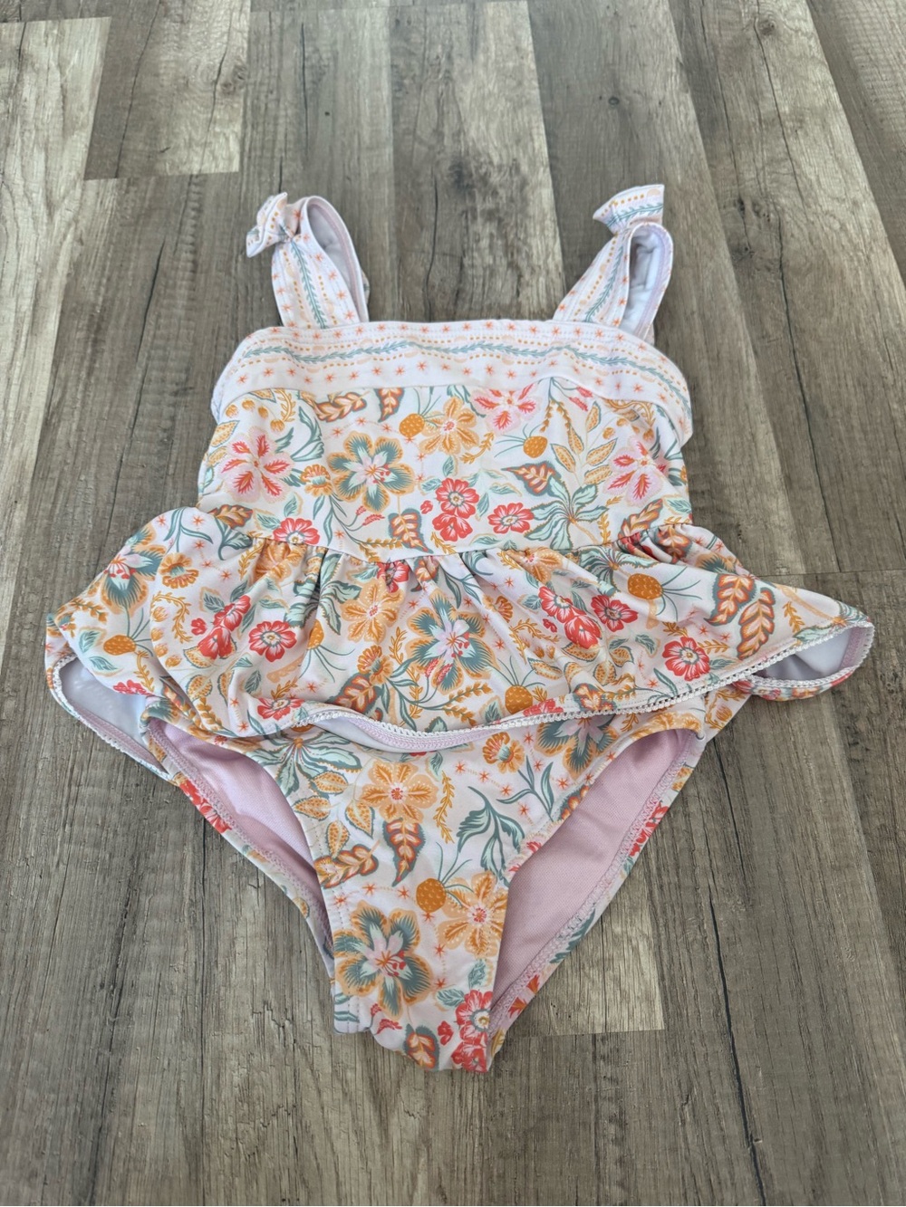 Cynthia Rowley Floral Ruffle One-Piece Swimsuit - White, Pink & Yellow